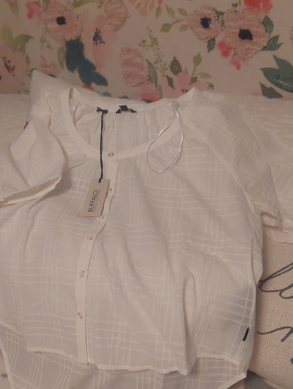 Buffalo David Bitton White Plaid Button-Front Women's Blouse